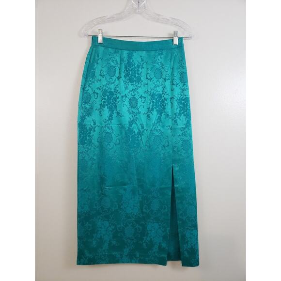 N4) VTG Nah Nah Collection Womens Suit Skirt Set Size 8 Padded Blazer Green USA - Picture 10 of 16